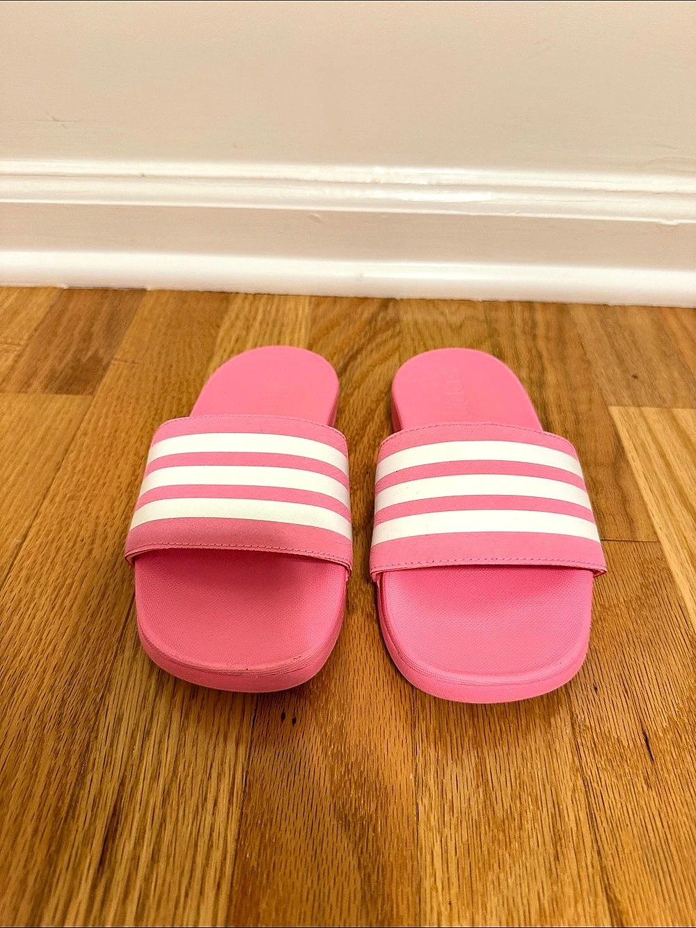 Adidas Adilette Kids Pink & White Slide Sandals Size 12K